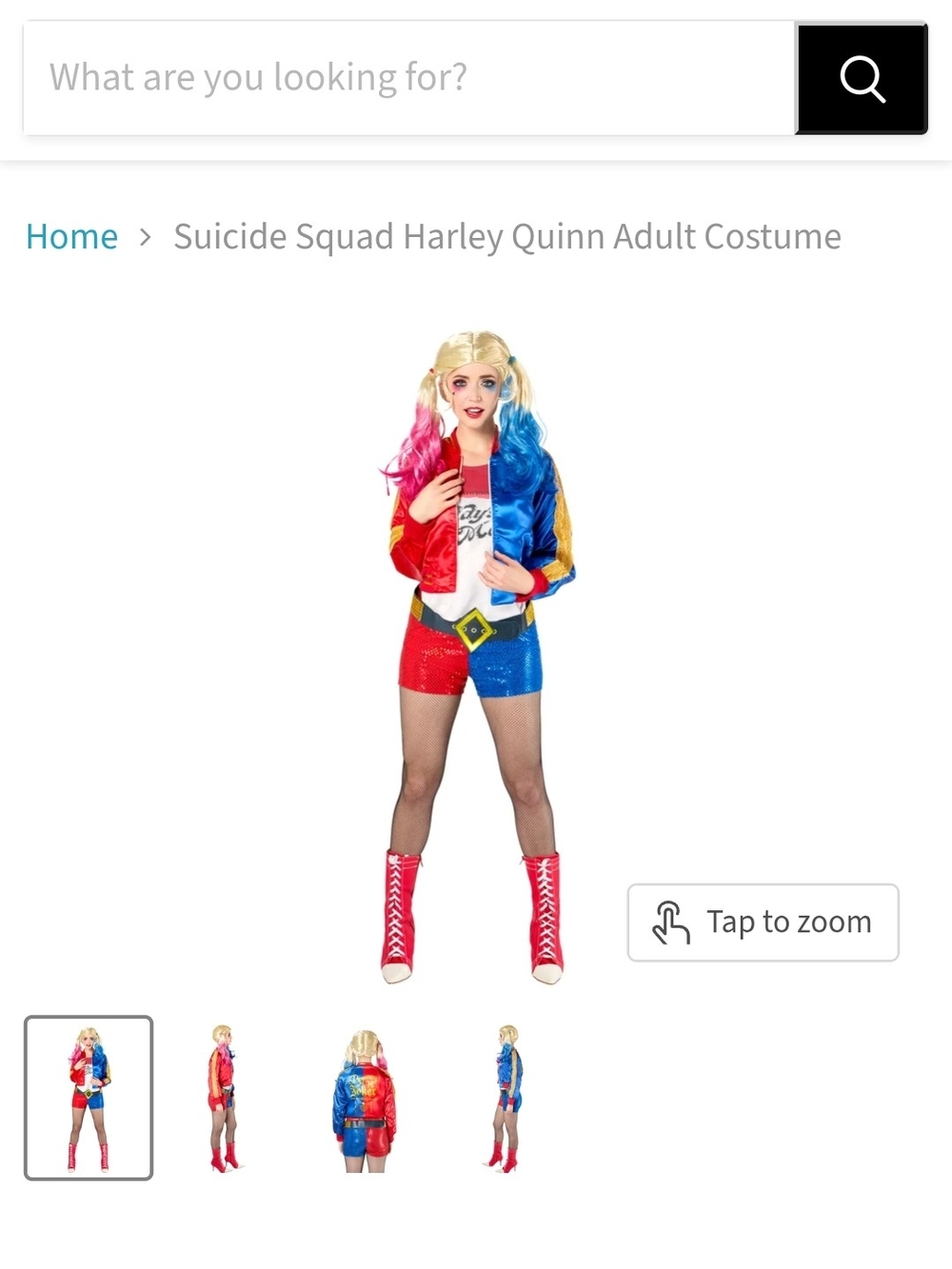 Harley Quinn-Inspired Costume Jacket and Shorts Set - Red & Blue